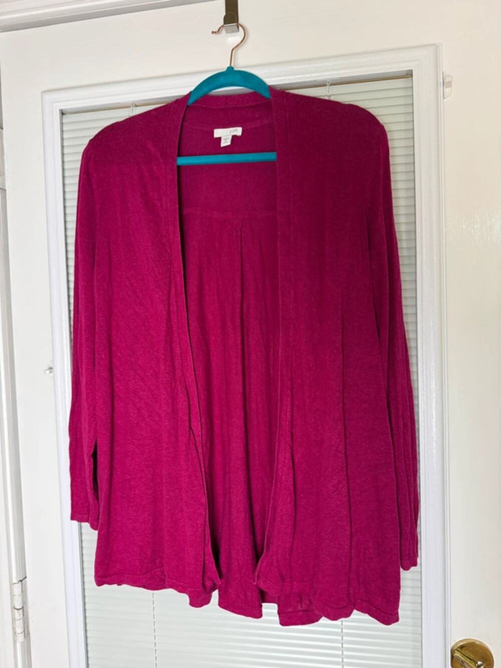 J. Jill magenta open front linen blend cardigan medium petite
